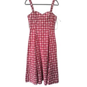 Avec Les Filles Cherry Print Gingham Midi Dress | Style 143044 | US Size 4 | NWT